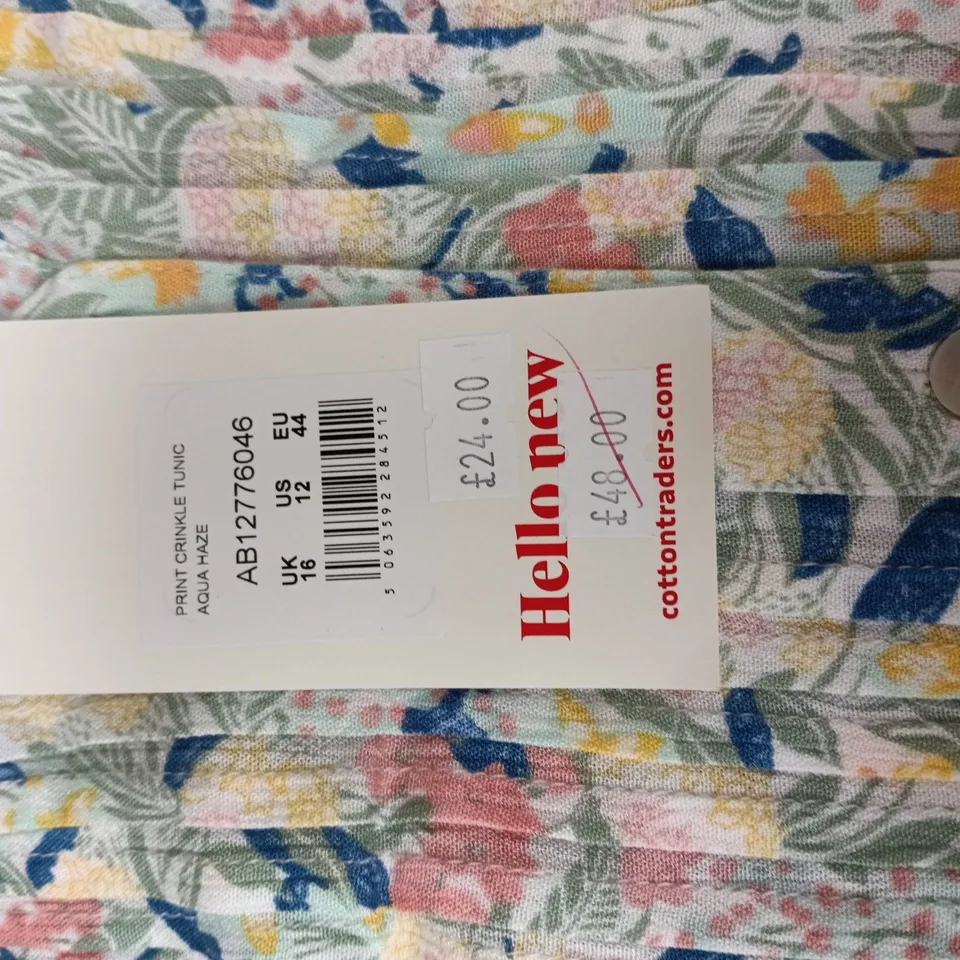 COTTON TRADERS FLORAL PRINT TUNIC TOP – UK 16