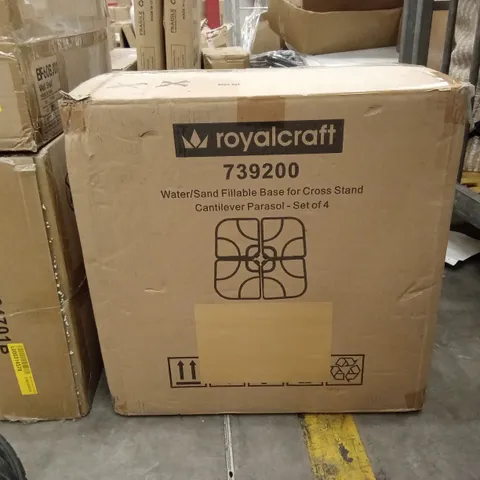 BOXED ROYALCRAFT WATER/SAND FILLABLE BASE FOR CROSS STAND CANTILEVER PARASOL