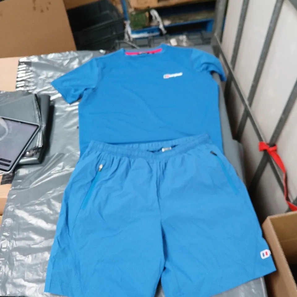 BERGHAUS KIDS' T-SHIRT AND SHORTS – BLUE, UK SIZE 13