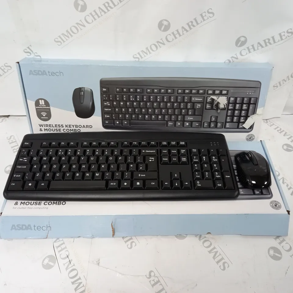2 X BOXED ASDA TECH WIRELESS KEYBOARD AND MOUSE COMBO