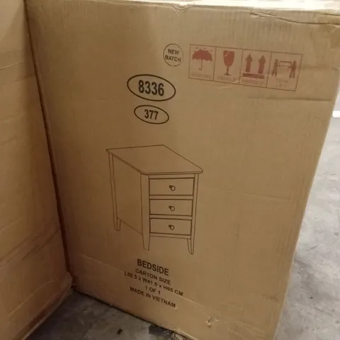 BOXED 3-DRAWER BEDSIDE (1 BOX)