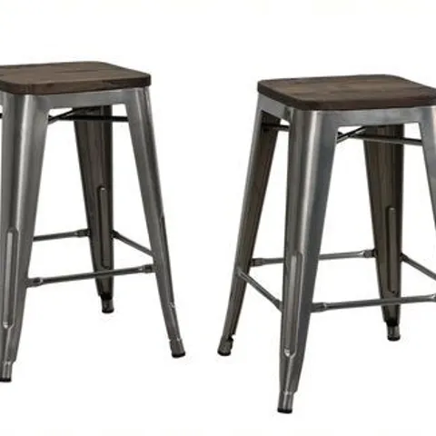 BOXED PAIR OF DOREL FUSION COUNTER STOOLS - SILVER 