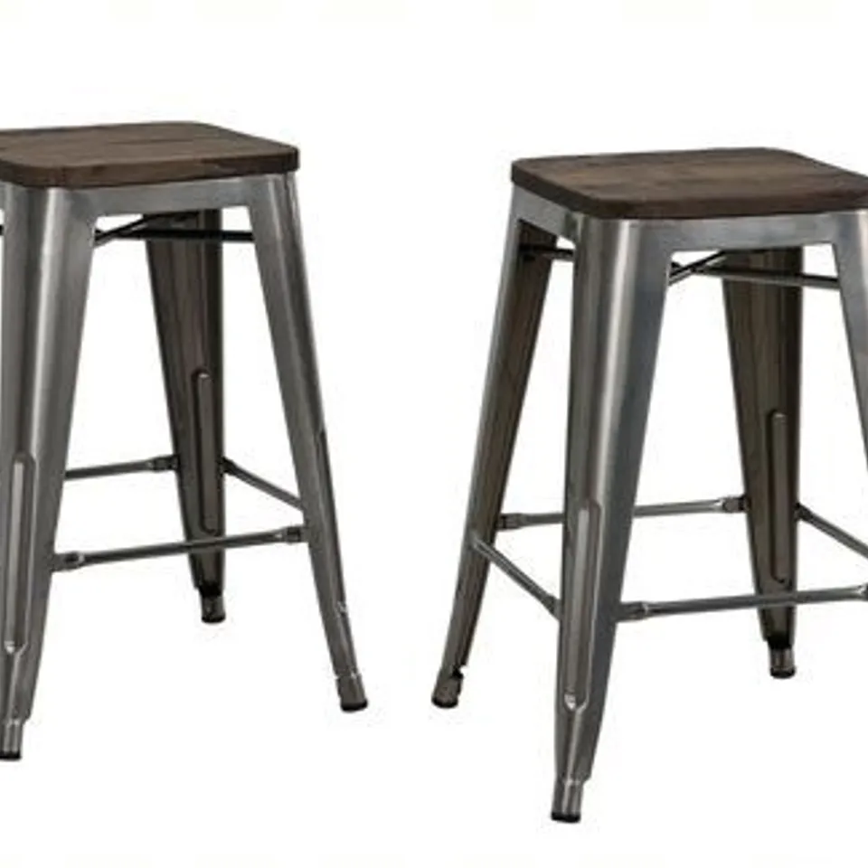BOXED PAIR OF DOREL FUSION COUNTER STOOLS - SILVER 