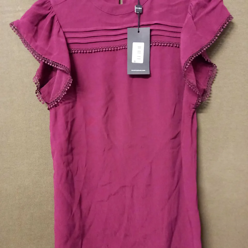 DUSK EMBROIDED TRIM TOP IN WINE - SIZE 6