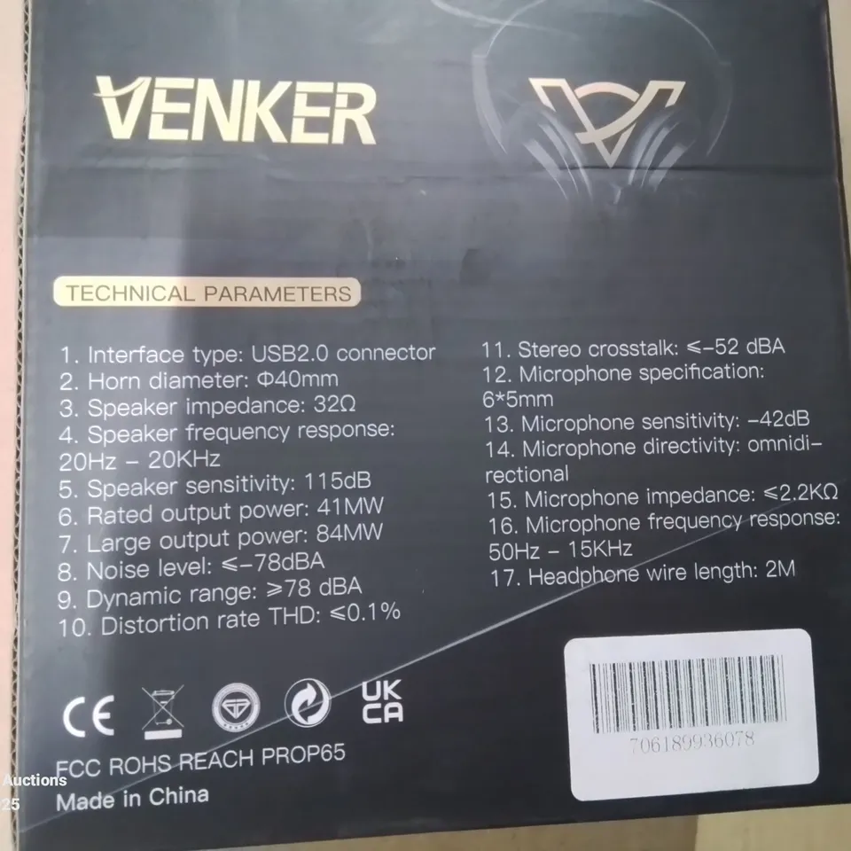 BOXED VENKER WIRED USB HEADSET 