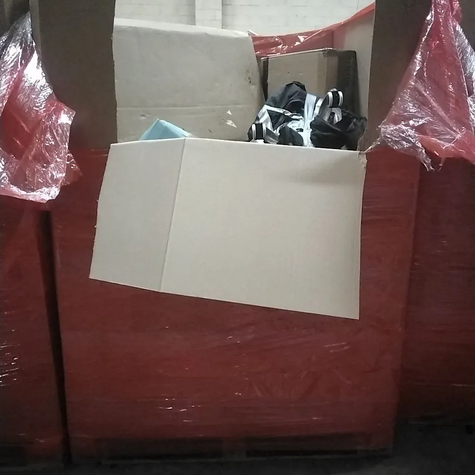 PALLET OF HOUSEHOLD ITEMS TO INCLUDE AIR BED,MIRROR, TV FLOOR STAND,INTELLIGENT CLIP ON DESK LAMP AND OTHER ASSORTED ITEMS...