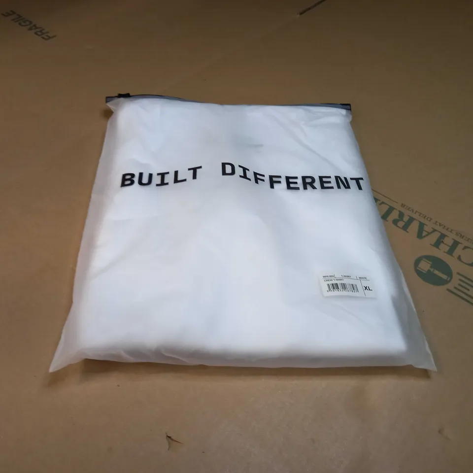 PACKAGED BUILT DIFFERENT WHITE CREW T-SHIRT - XL