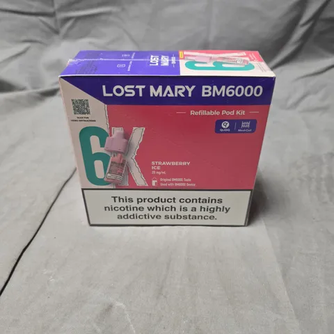 LOST MARY BM6000 REFILLABLE POD KIT – STRAWBERRY ICE (20 MG/ML) - 5-PACK