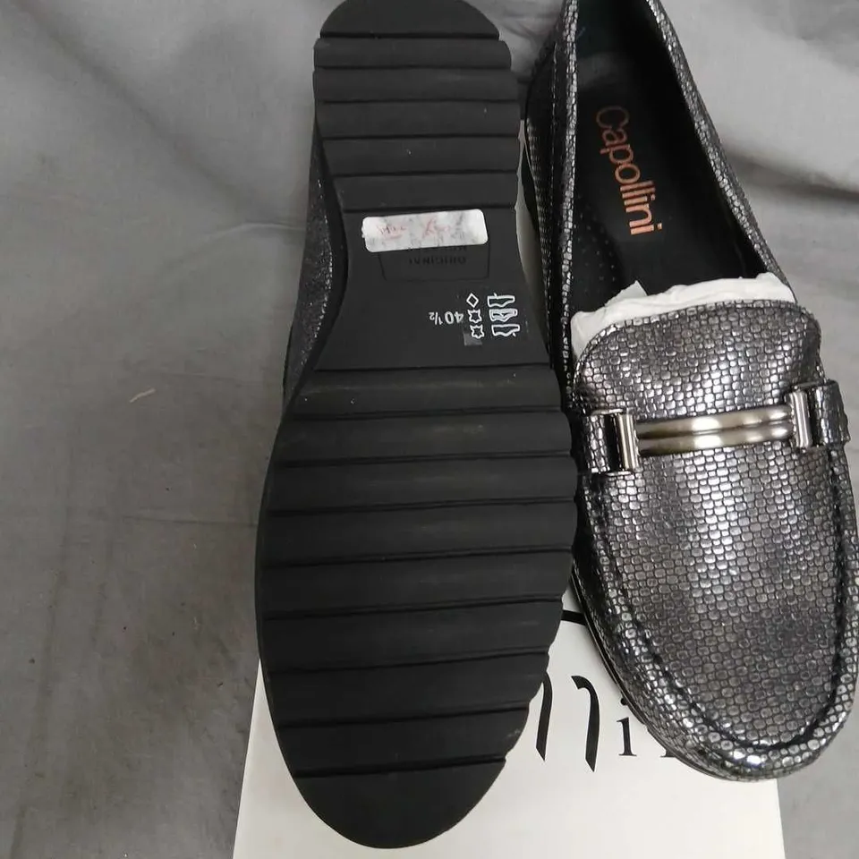 CAPOLINI SADIE G612 GUN METAL LEATHER LOAFERS – UK 7.5 (EU 40.5)
