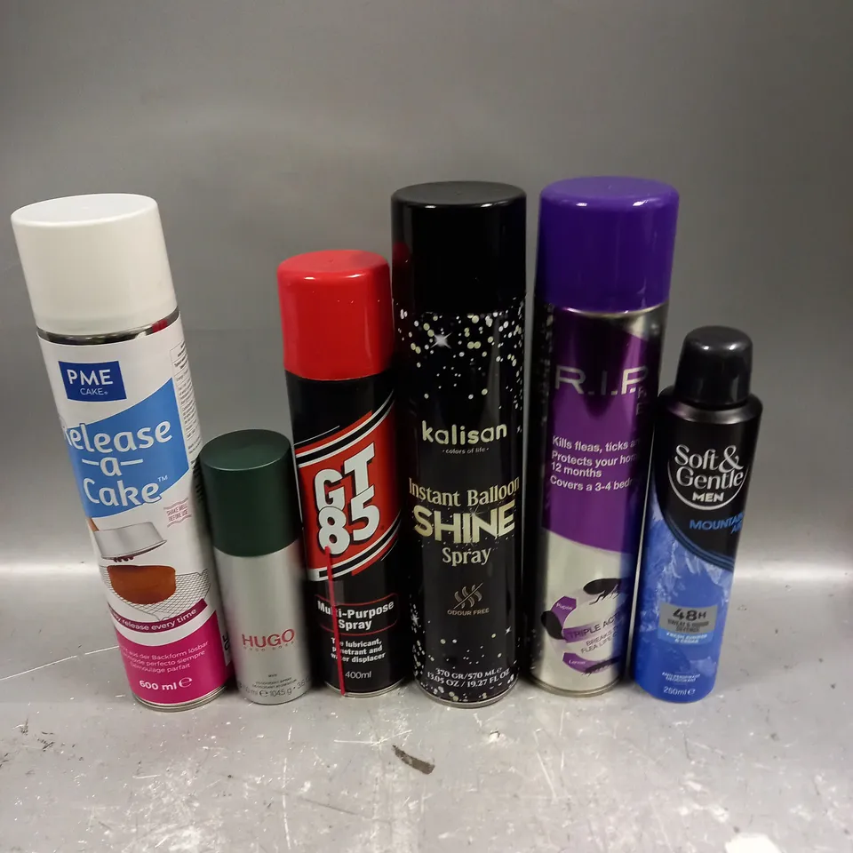 APPROXIMATELY 15 ASSORTED AEROSOLS TO INCLUDE FLEA SPRAY, SOFT & GENTLE DEODORANT, GT85 ETC - COLLECTION ONLY 