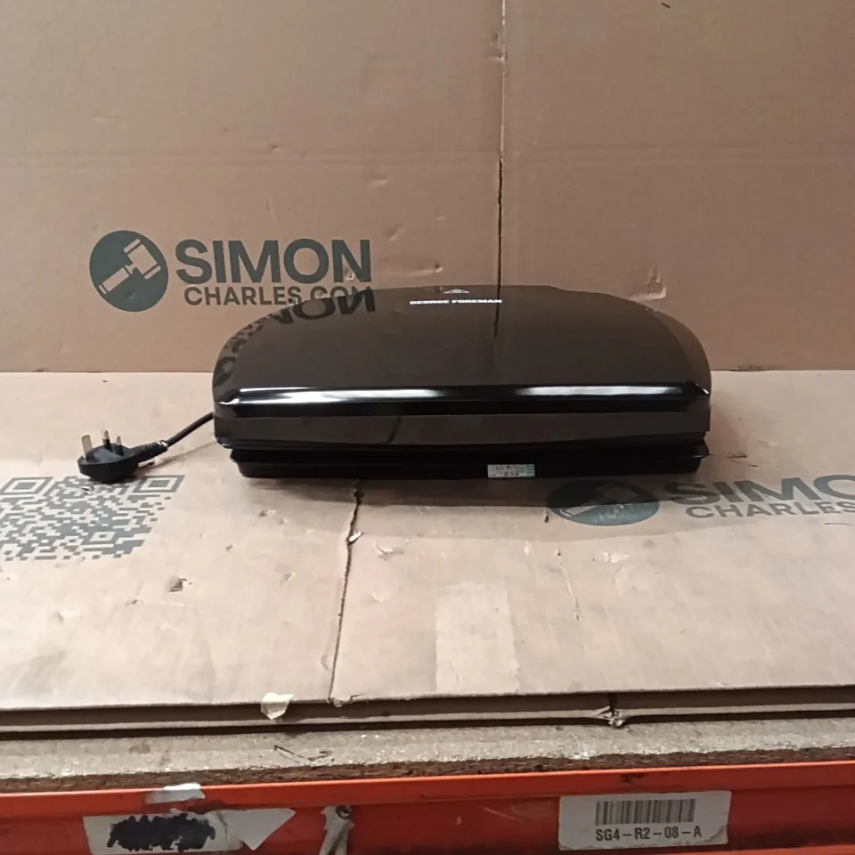 BOXED GEORGE FOREMAN LARGE ELECTRIC GRILL [NON STICK, HEALTHY, GRIDDLE, TOASTIE, HOT PLATE, PANINI, BBQ, ENERGY SAVING, VERTICAL STORAGE, EASY CLEAN, DRIP TRAY, READY TO COOK LIGHT] BLACK, 2400W 23440