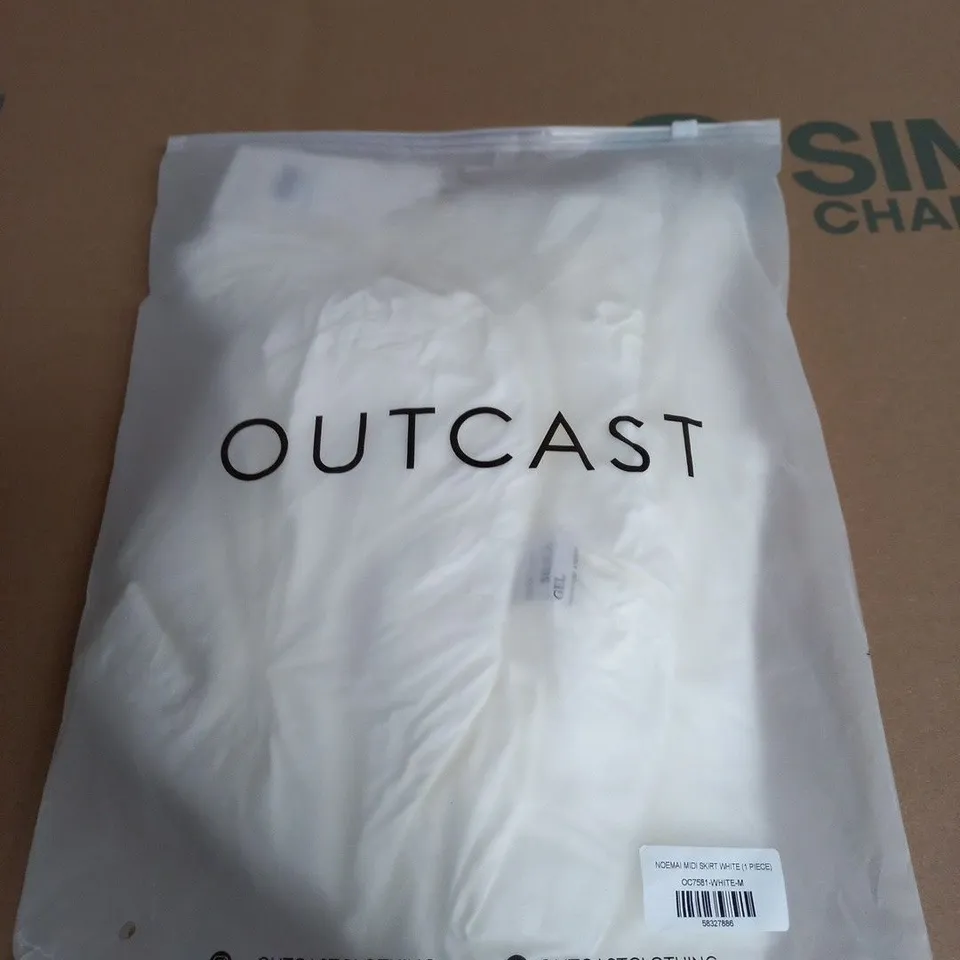 OUTCAST NOEMAI MIDI SKIRT – WHITE, UK SIZE M