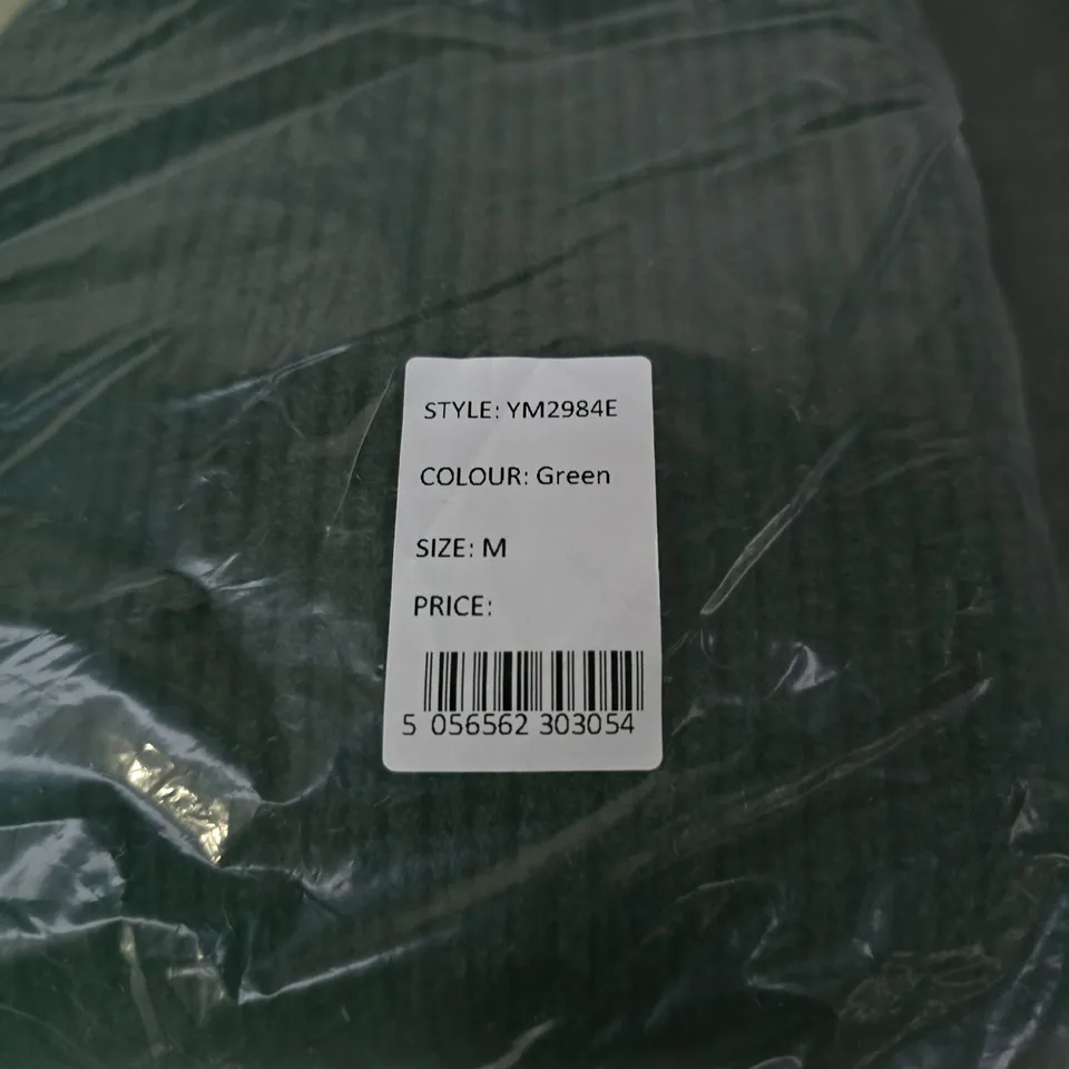 YUMI GREEN KNITTED CARDIGNAN GARMENT – UK SIZE M (VERIFY MODEL) BAGGED