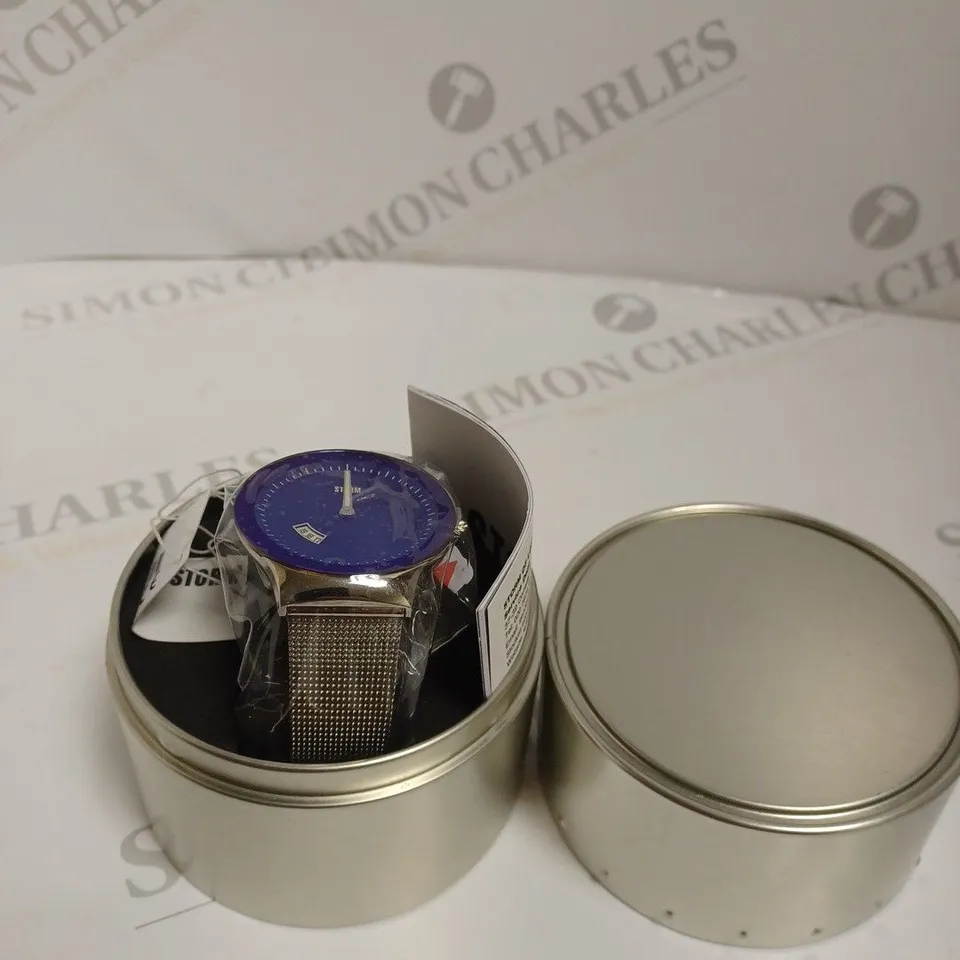 BOXED STORM SOTEC LAZER WATCH WITH MESH STRAP - BLUE & SILVER