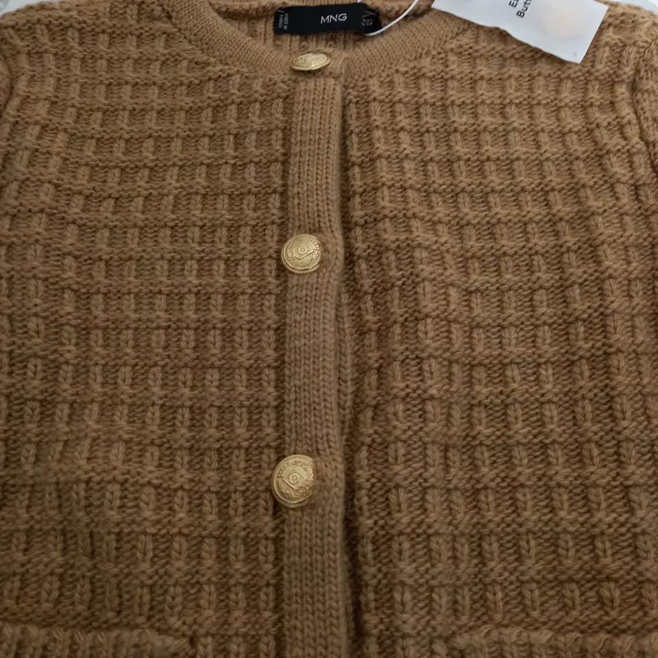 MNG LONG SLEEVE BUTTON CARDIGAN IN BROWN - SMALL