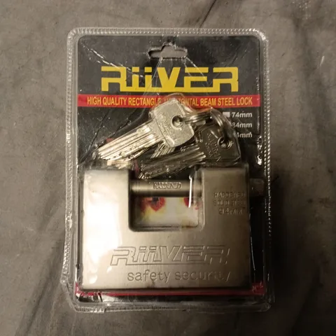 RIVER SAFETY SECURITY RECTANGULAR STEEL LOCK WITH 2 KEYS