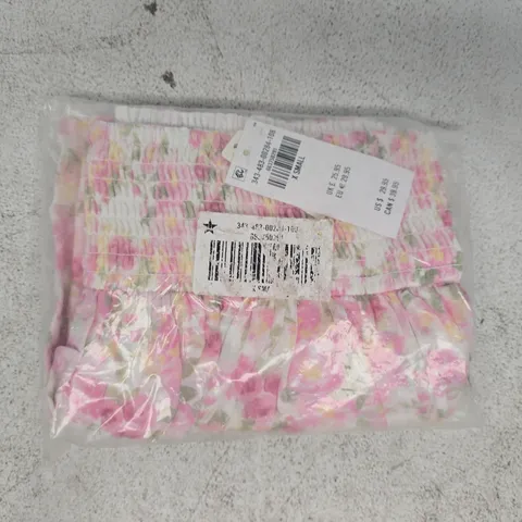 BAGGED HOLLISTER APPLIQUE LOW RISE DENIM MINI SKORT IN LIGHT PINK/MULTI SIZE XS