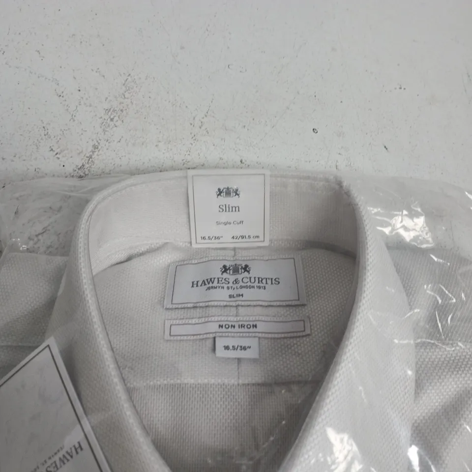 HAWES & CURTIS SLIM NON-IRON SHIRT – WHITE, SINGLE CUFF, 16.5" COLLAR