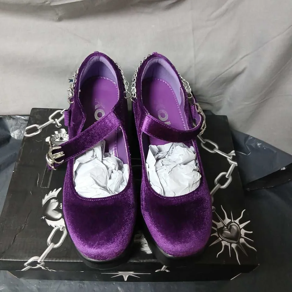 KOI TIRA MARY JANES 'FATAL TOUCH EDITION' - PURPLE SUEDE, UK 3