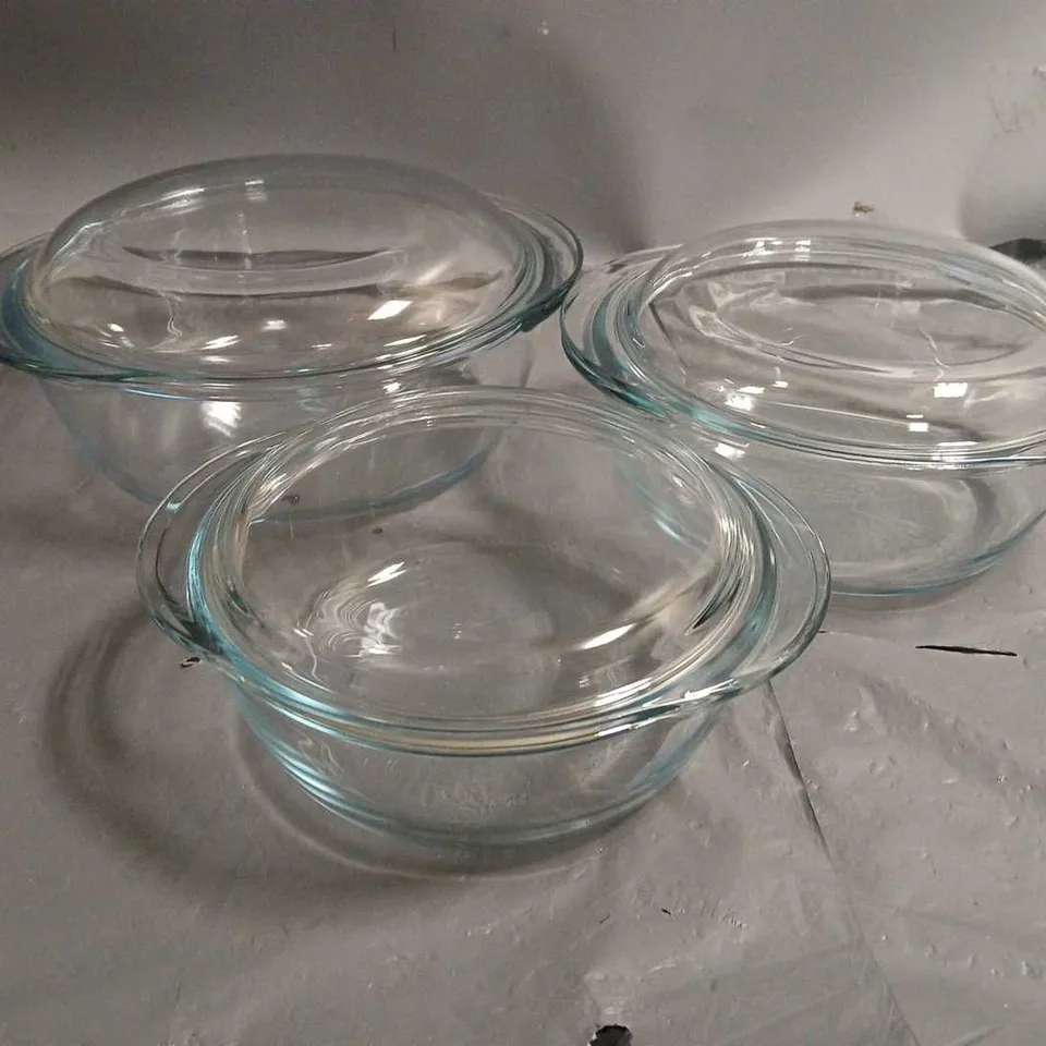 PYREX 4IN1 MULTI USAGES SET OF 3 GLASS OVEN DISHES WITH LIDS - COLLECTION ONLY