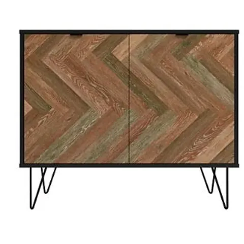 BRAND NEW BOXED OUT & OUT DENVER OAK GREY PARQUET SIDEBOARD L.90 X D.44.5 X H.74.5CM