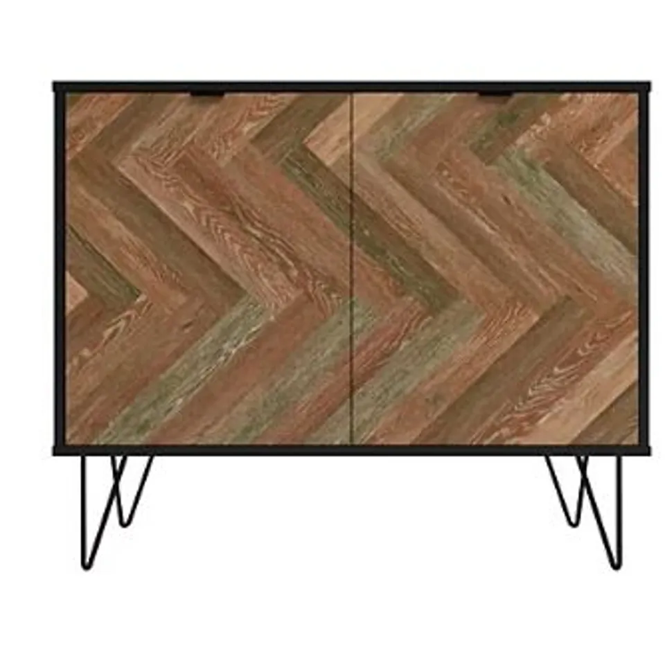 BRAND NEW BOXED OUT & OUT DENVER OAK GREY PARQUET SIDEBOARD L.90 X D.44.5 X H.74.5CM