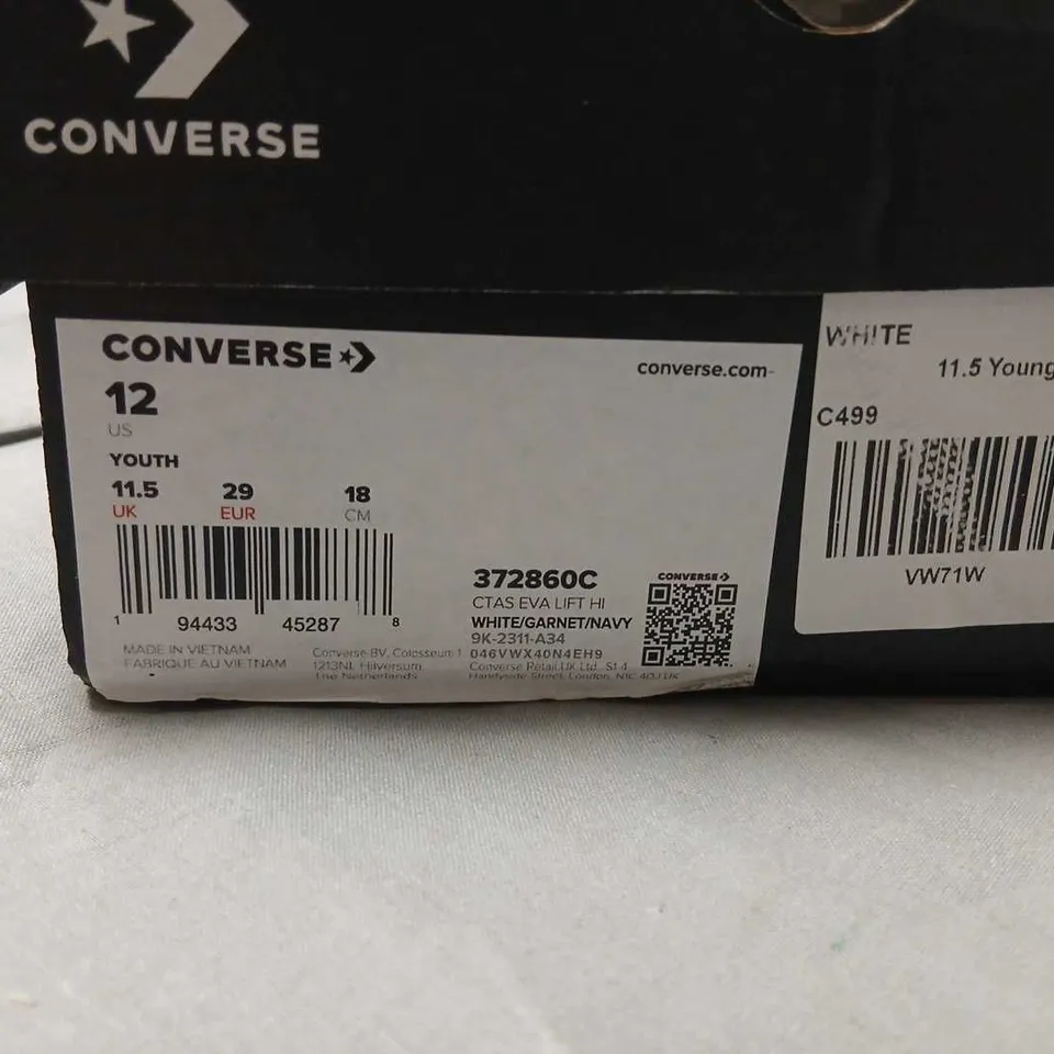 CONVERSE CHUCK TAYLOR ALL STAR HIGH-TOP SNEAKERS – WHITE, YOUTH US 12 (UK 11.5)
