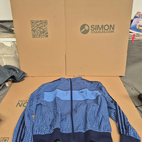 ADIDAS X ASOS ZIP JACKET – BLUE CHECK, WOMEN’S UK 16-18 (EU 44-46, US 12-14)