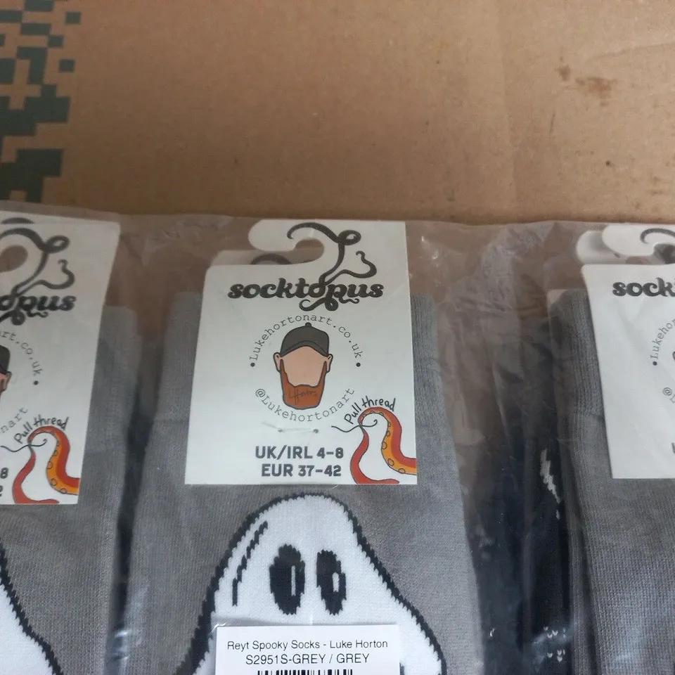 LUKE HORTON SPOOKY SOCKS – GREY, PACK OF 6 UK 4-8 (EUR 37-42)