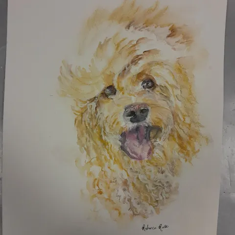 SIGNED REBECCA ROSE CANINE PAINTING