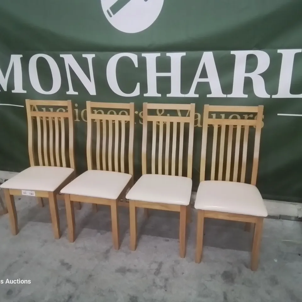 SET OF FOUR BALI IAK DINING CHAIRS IVORY SEAT PADS