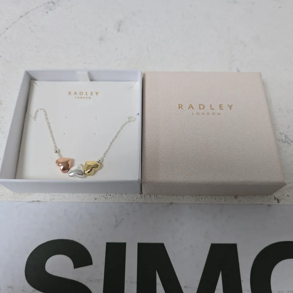 RADLEY LONDON THREE-HEART CHARM NECKLACE - BOXED 
