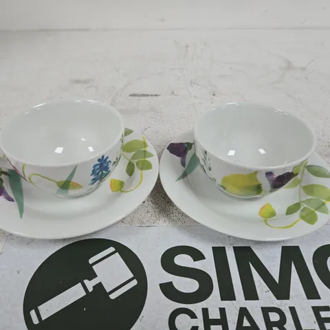 SET OF 2 PORTMEIRION WATER GARDEN SAUCER AND CUPS (4 ITEMS IN TOTAL)