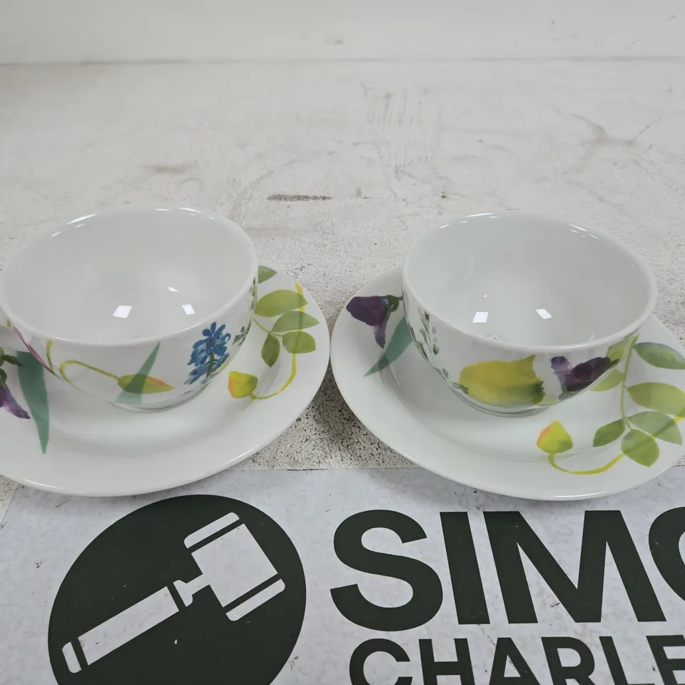 SET OF 2 PORTMEIRION WATER GARDEN SAUCER AND CUPS (4 ITEMS IN TOTAL)