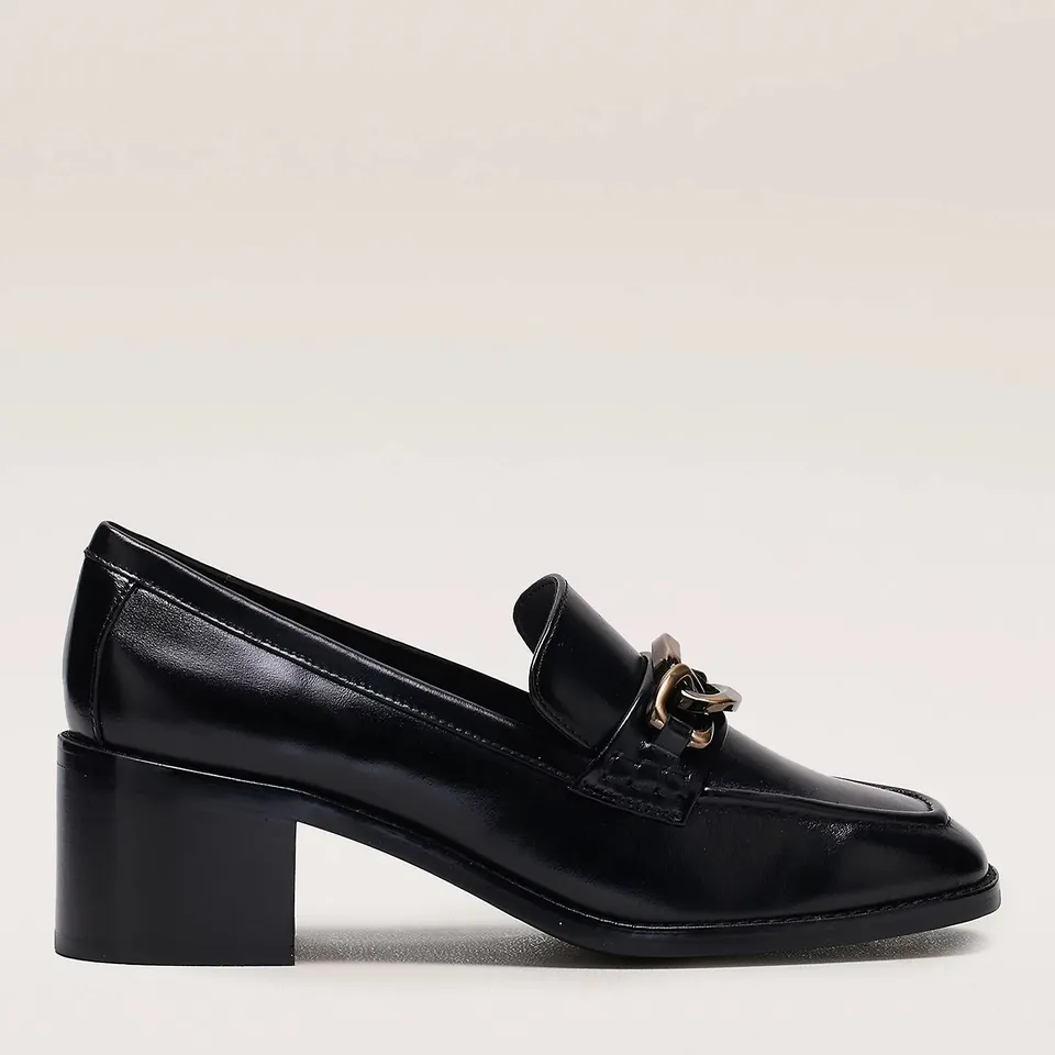 RUTH LANGSFORD HEELED LOAFER- BLACK SIZE 6