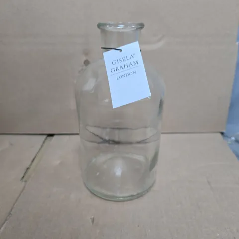 GISELA GRAHAM - CLEAR LARGE BOTTLE GLASS VASE - BOX OF APPROXIMATELY 12PCS 
