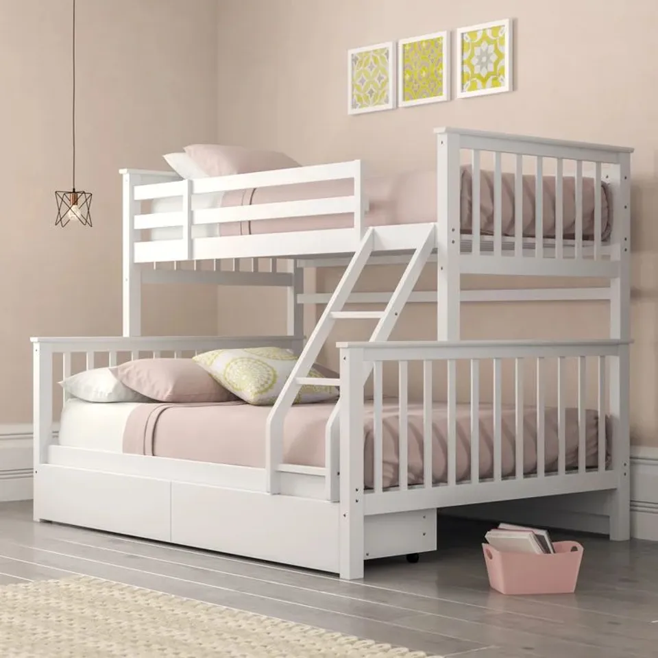 BOXED THOMSON SINGLE SOLID WOOD TRIPLE SLEEPER - WHITE (4 BOXES)