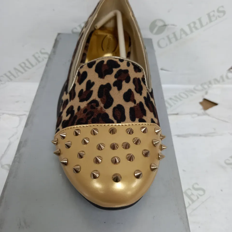 FLAT HEELED SPIKEY TOE LEOPARD PRINT SIZE 5