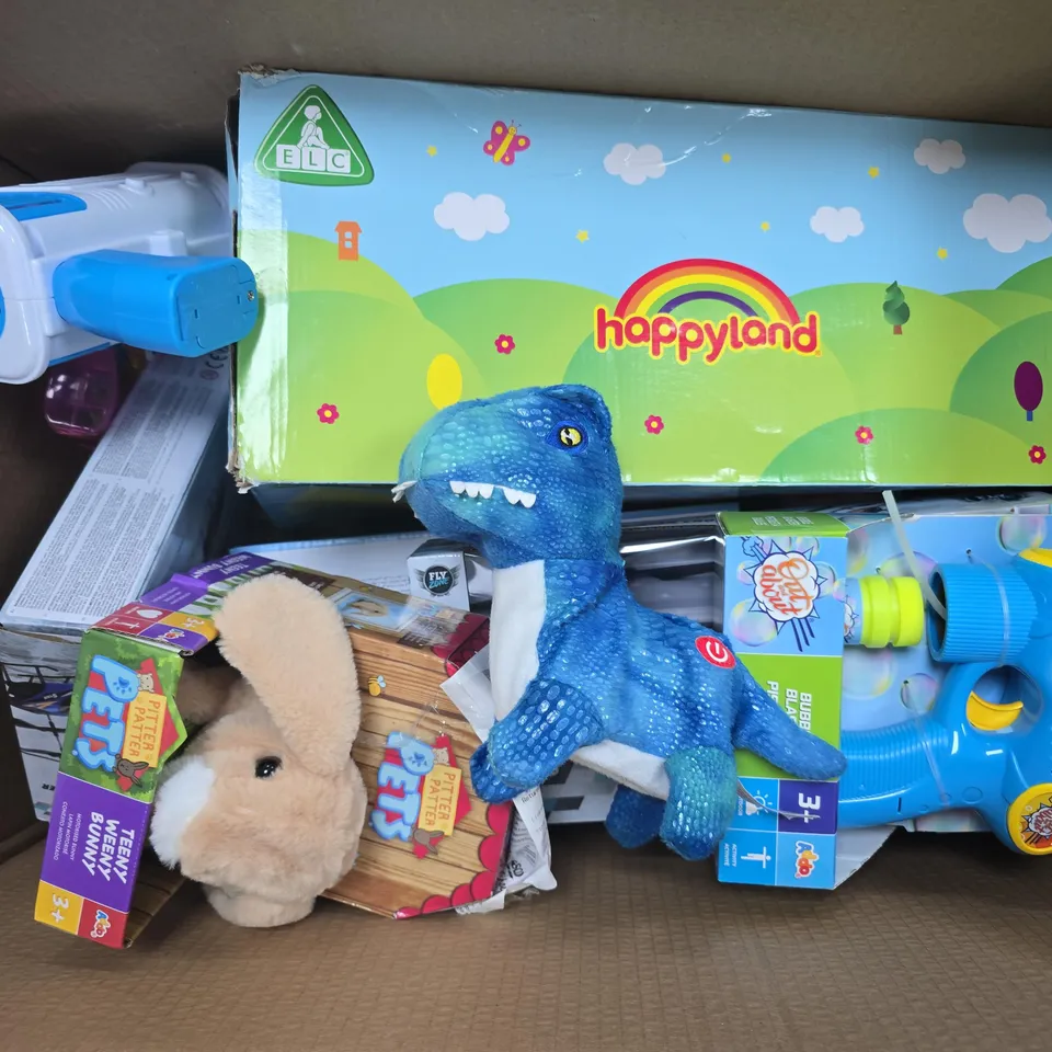 APPROXIMATELY 12 ASSORTED TOYS & GAMES PRODUCTS TO INCLUDE STAR CHOPPER, PITTER PATTER PATS BUNNY, BUBBLE GUN, ETC