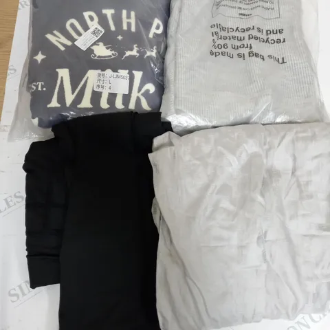BOX OF APPROX. 50 ASSORTED CLOTHING VARYING IN SIZE/COLOUR/STYLE TO INCLUDE:  TOPS, TROUSERS, JUMPERS
