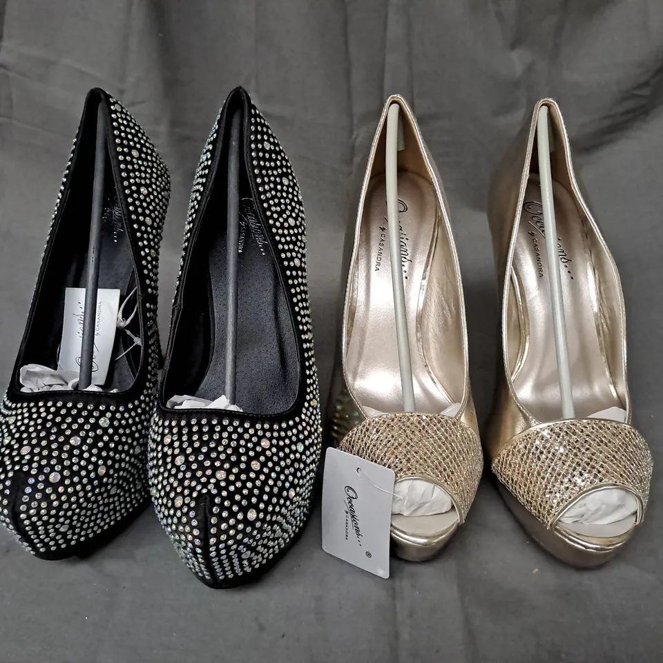 BOX OF APPROXIMATELY 10 ASSORTED PAIRS OF SHOES IN VARIOUS COLOURS, STYLES, AND SIZES