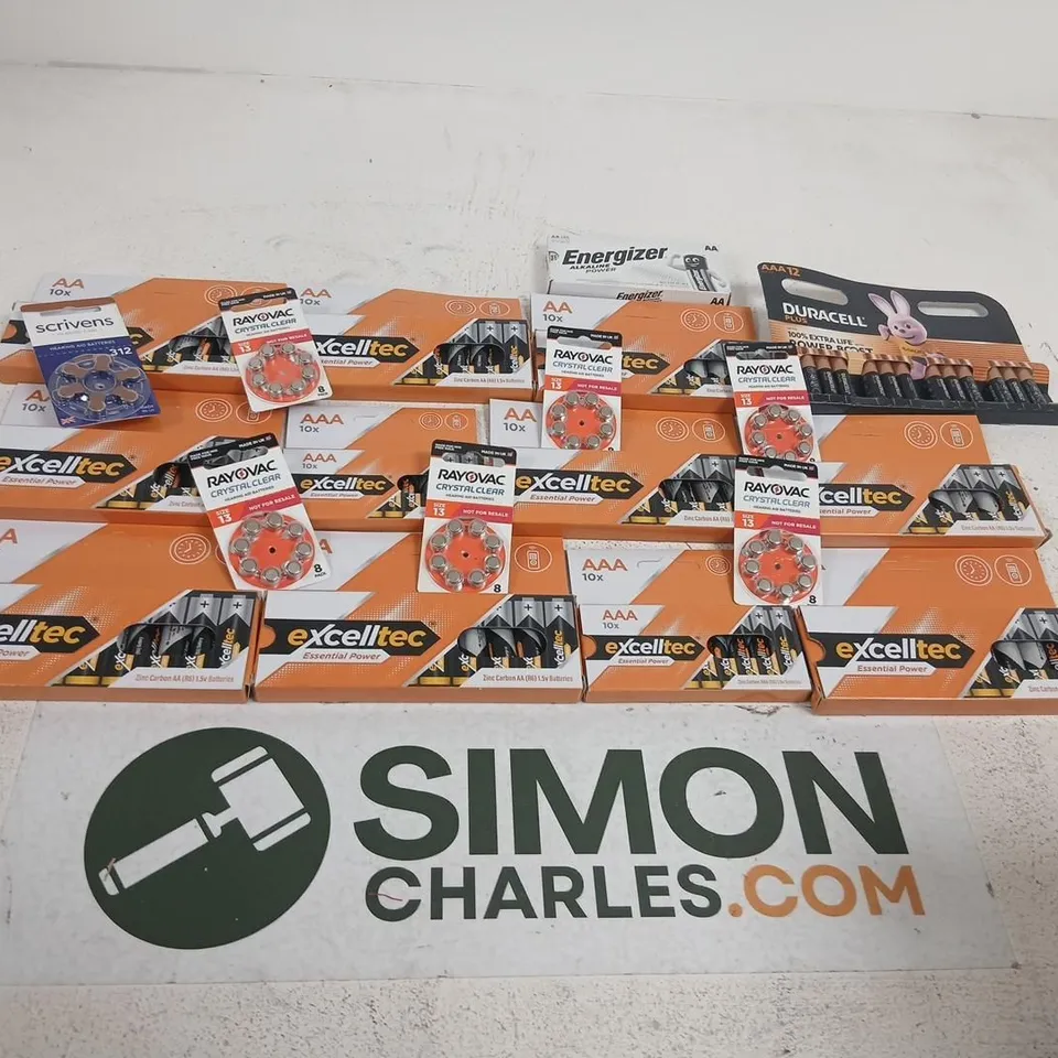 LARGE QUANTITY OF ASSORTED BATTERIES TO INCLUDE; EXCELLTEC AA & AAA BATTERIES