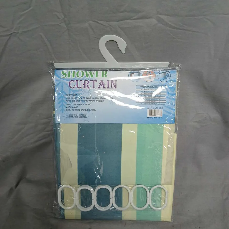 large quantity of sealed shower curtains