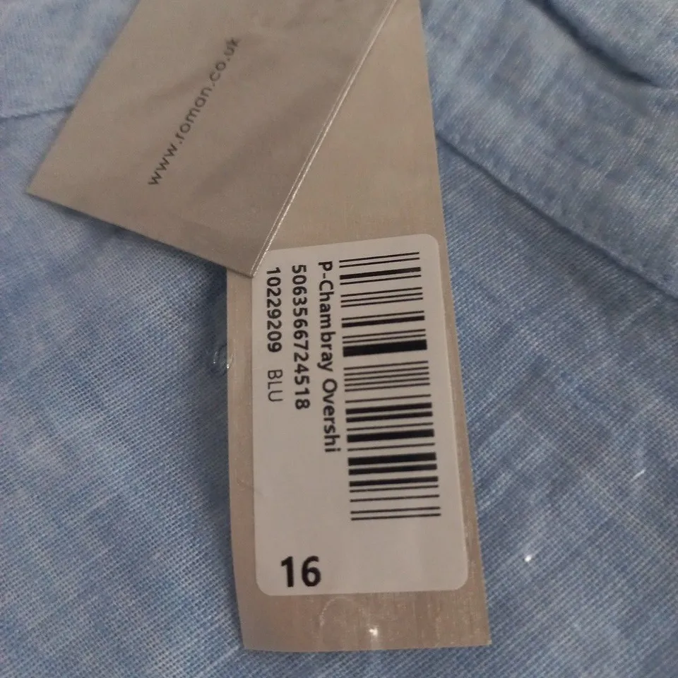 BAGGED ROMAN PETITE CHAMBRAY OVERSHIRT IN BLUE - 16