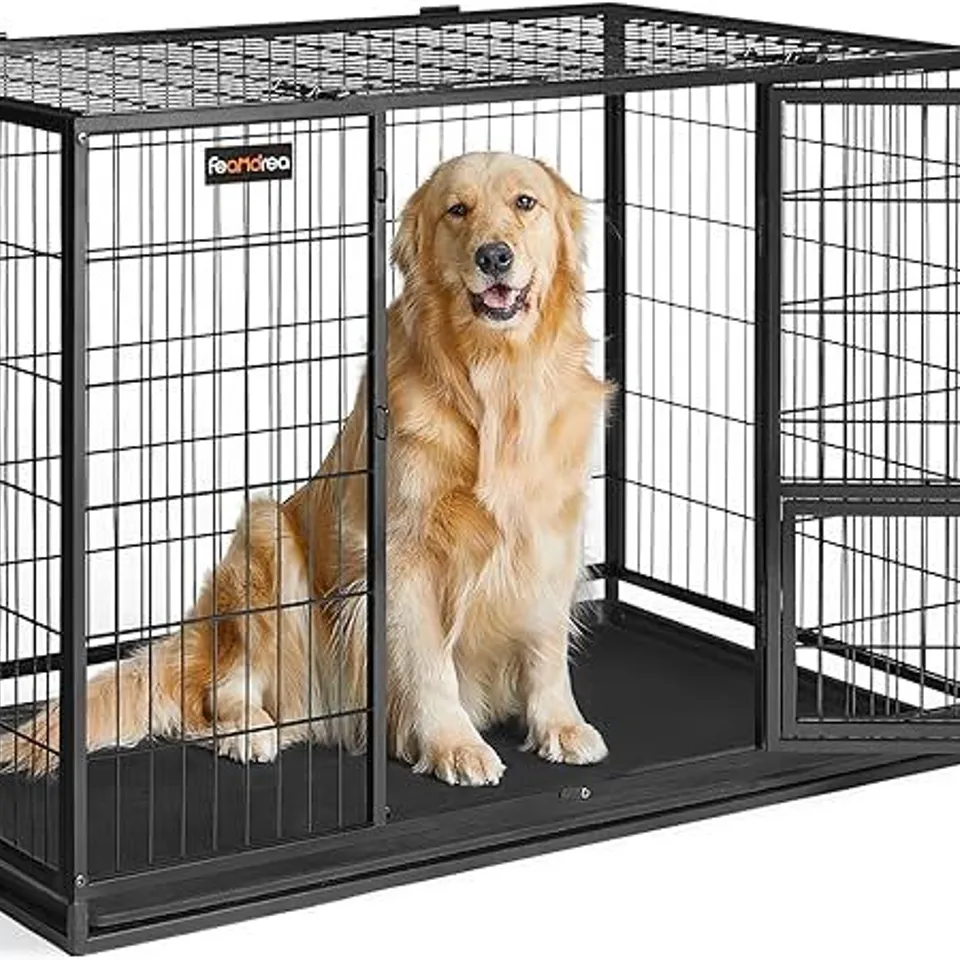 BOXED FEANDREA HEAVY-DUTY DOG CRATE - BLACK