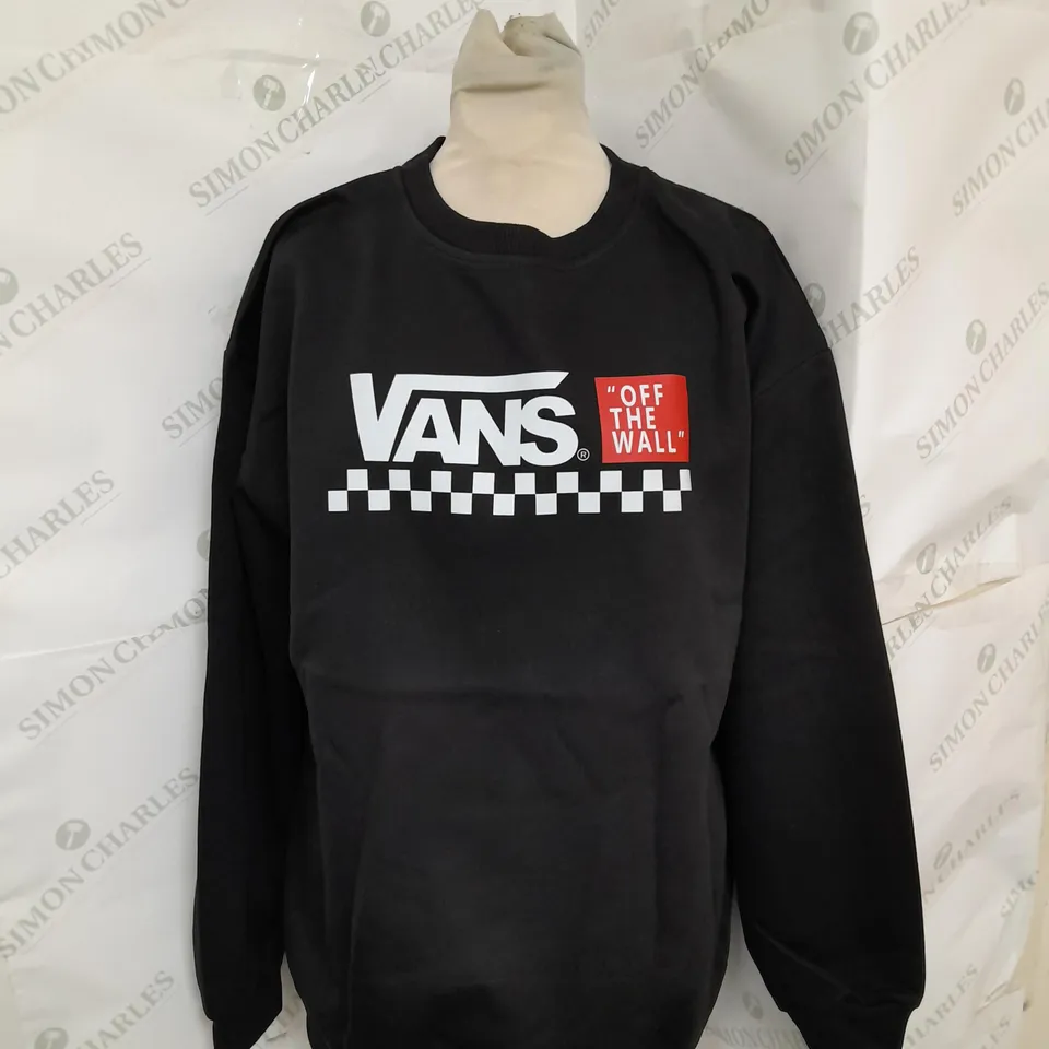 VANS PRINTED CREW NECK SWEATER IN BLACK SIZE M