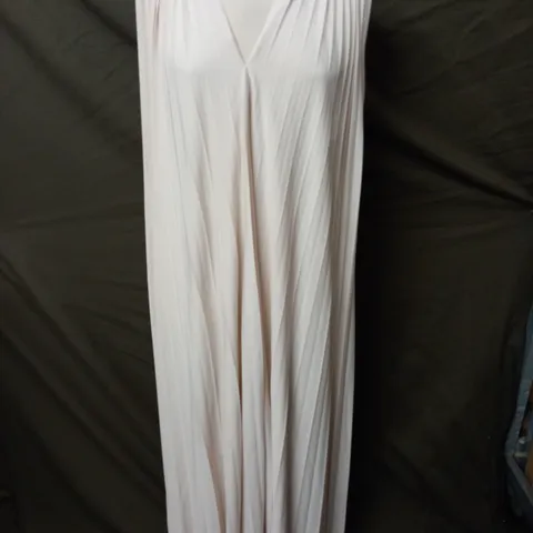 H&M CREAM PLEATED SLEEVELESS DRESS - EUR S