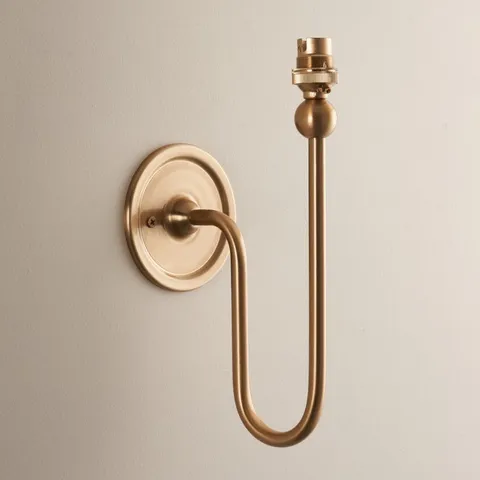 BOXED SANTIAGO WALL LIGHT IN BRUSHED AGED BRASS FINISH WITH 16CM TAPERED SHADE IN PEARL GREY