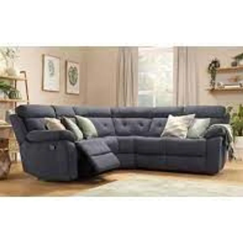 BOXED GROSVENOR PLUSH SLATE GREY FABRIC CORNER GROUP ( 3 BOXES )