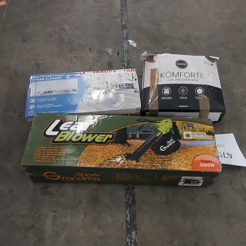 PALLET TO CONTAIN ASSORTED HOUSEHOLD PRODUCTS. INCLUDES  LEAF BLOWER, AIR FRYER, STEAM MOP, BOXED FURNITURE ETC